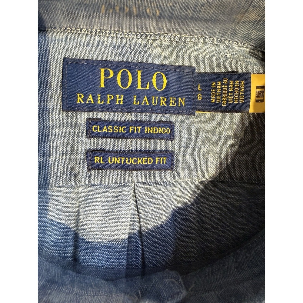 Polo Ralph Lauren Chambray Button Down Indigo Classic Fit Untucked L NWT - Picture 4 of 10